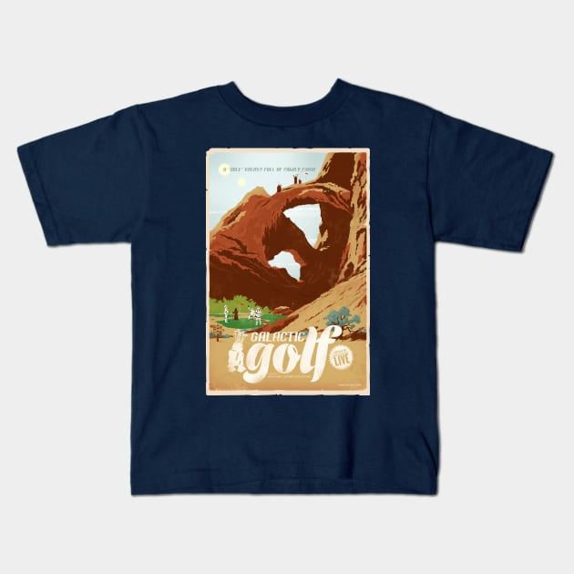 Galactic Golf Kids T-Shirt by bigbadrobot